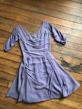 Load image into Gallery viewer, vintage 1950s silk lilac evening dress