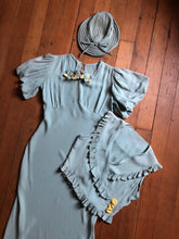 Load image into Gallery viewer, vintage 1930s pale blue bias cut dress set with hat