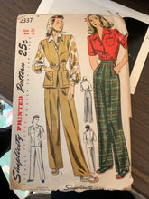 Load image into Gallery viewer, vintage 1940s linen pant set