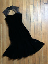 Load image into Gallery viewer, vintage 1950s black velvet Vixen dress