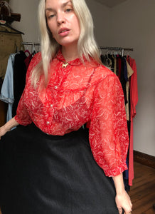 vintage 1950s sheer blouse {L}