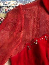 Load image into Gallery viewer, vintage 1950s red velvet dress