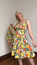 Load image into Gallery viewer, vintage 1950s lemons &amp; oranges dress {xs}