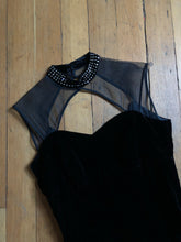 Load image into Gallery viewer, vintage 1950s black velvet Vixen dress