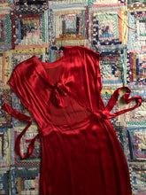 Load image into Gallery viewer, vintage 1940s red liquid satin dress