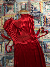 Load image into Gallery viewer, vintage 1940s red liquid satin dress