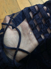 Load image into Gallery viewer, vintage 1940s navy peplum dress