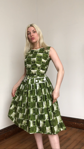 vintage 1960s green cotton dress {xs}