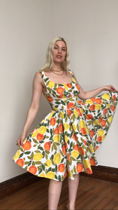 vintage 1950s lemons & oranges dress {xs}