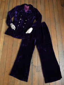 vintage 1970s velvet pant & jacket set {xs/s}