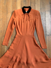 Load image into Gallery viewer, vintage 1940s orange crepe dress