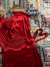Load image into Gallery viewer, vintage 1940s red liquid satin dress