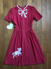 Load image into Gallery viewer, vintage 1940s pink wool novelty dress