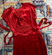 Load image into Gallery viewer, vintage 1940s red liquid satin dress