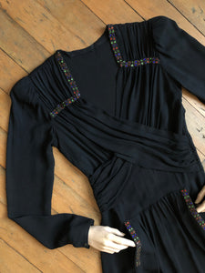 vintage 1930s black rayon gown {s}