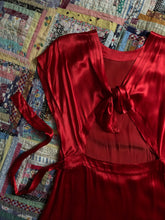 Load image into Gallery viewer, vintage 1940s red liquid satin dress