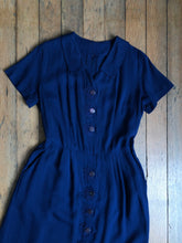 Load image into Gallery viewer, vintage 1950s blue dress {M/L}
