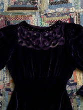 Load image into Gallery viewer, vintage 1930s purple velvet dress