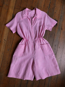 vintage 1950s pink romper {L}