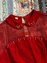 Load image into Gallery viewer, vintage 1950s red velvet dress