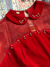 Load image into Gallery viewer, vintage 1950s red velvet dress