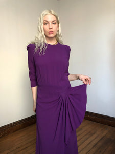 vintage 1940s purple rayon dress {L}