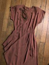 Load image into Gallery viewer, vintage 1940s beaded rayon dress