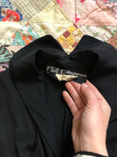 Load image into Gallery viewer, vintage 1940s Ceil Chapman black silk dress