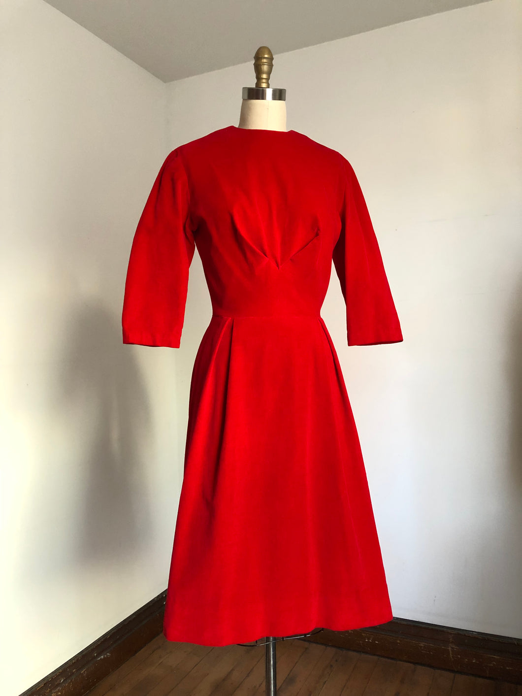 vintage 1950s red velvet dress {xs}