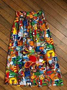 MARKED DOWN vintage 1970s novelty print maxi skirt {M}