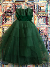 Load image into Gallery viewer, vintage 1950s green party dress