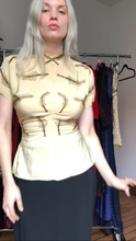 Load image into Gallery viewer, vintage 1940s beaded leaves blouse {xs}