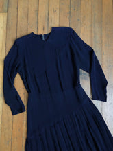 Load image into Gallery viewer, MARKED DOWN vintage 1940s navy rayon dress {XL}