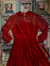 Load image into Gallery viewer, vintage 1950s red velvet dress