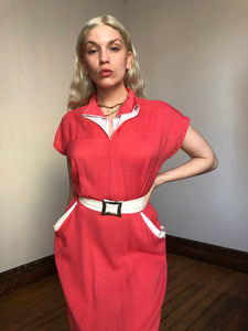 vintage 1940s 50s coral dress {L}