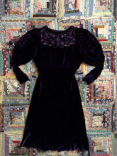 Load image into Gallery viewer, vintage 1930s purple velvet dress