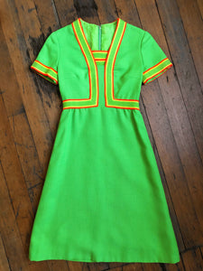 MARKED DOWN vintage 1960s green mod dress