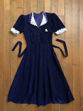 Load image into Gallery viewer, vintage 1930s blue rayon dress