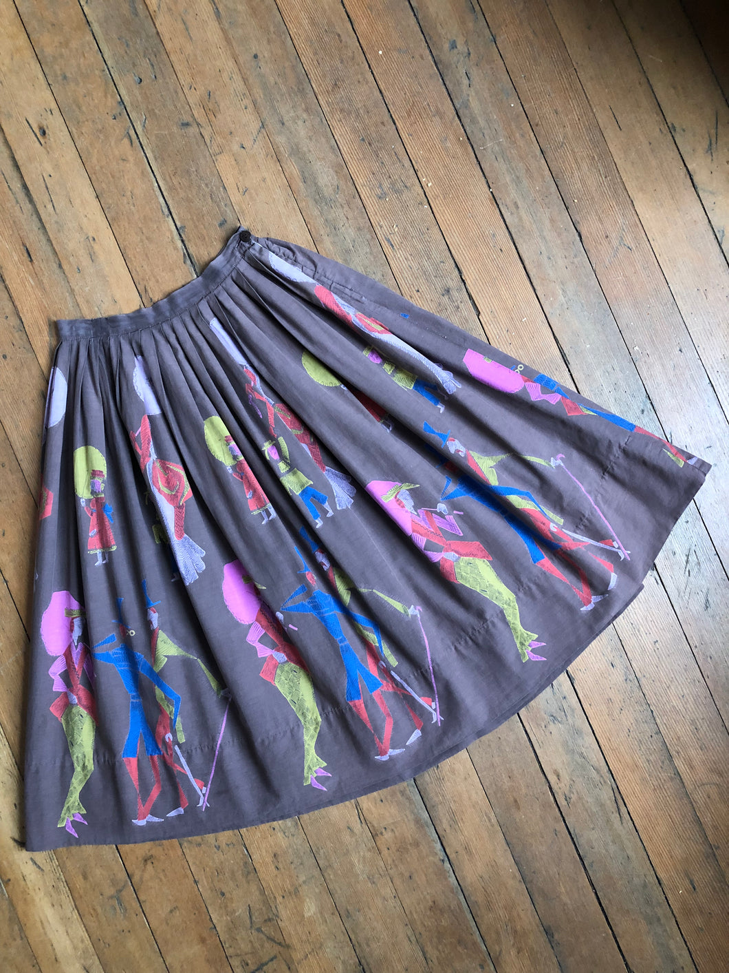 vintage 1950s border print skirt {xs}