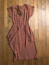 Load image into Gallery viewer, vintage 1940s beaded rayon dress