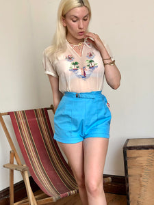 vintage 1940s embroidered sailboat blouse {M}