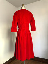 Load image into Gallery viewer, vintage 1950s red velvet dress {xs}