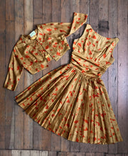 Load image into Gallery viewer, vintage 1950s Jonathan Logan silk butterfly dress