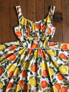 vintage 1950s lemons & oranges dress {xs}