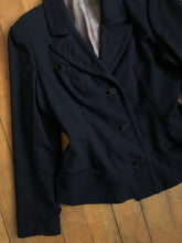 Load image into Gallery viewer, antique navy blue wool jacket {m/l}