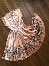 Load image into Gallery viewer, vintage 1940s pink satin dress