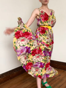 vintage 1930s floral silk maxi dress {M}