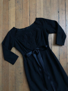 CLEARANCE vintage 1950s black wool wiggle dress