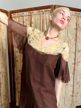 Load image into Gallery viewer, vintage 1930s brown silk dress {s}