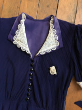 Load image into Gallery viewer, vintage 1930s blue rayon dress